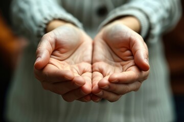 Close-up of open hands with a focus on the palms, symbolizing offering, caring, or receiving