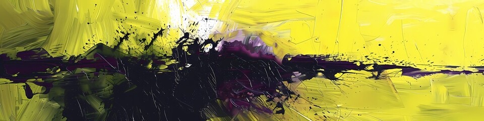 Vibrant chartreuse and deep plum intertwine, crafting an abstract composition of bold contrasts.