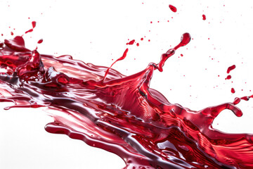 red wine liquid with splash and bubbles isolated on transparent or white background, PNG file