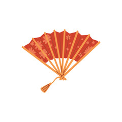 Vector illustration of Asian red fan, good luck emblem.