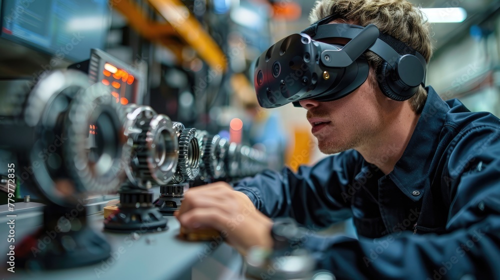 Aufkleber mechanical engineer inspecting machine parts. engineer working with machine maintenance machine, mec
