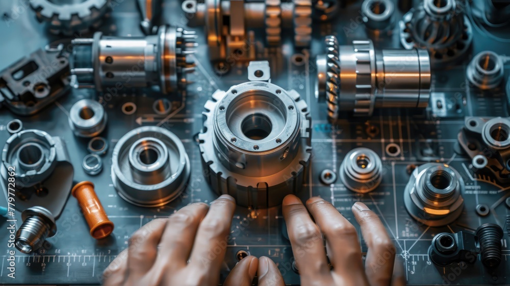 Aufkleber mechanical engineer inspecting machine parts. engineer working with machine maintenance machine, mec