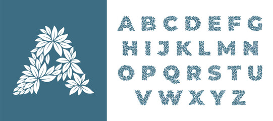 Vector characters of the alphabet formed by leaves
