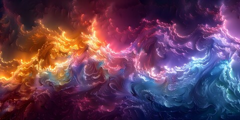 Captivating Fractal Patterns in Electrifying Cosmic Chaos Exploring the Beauty of Mathematical Complexity - obrazy, fototapety, plakaty
