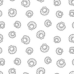 Seamless pearl pattern in an open shell doodle style. Vector background cartoon pearls, wallpaper illustration.
