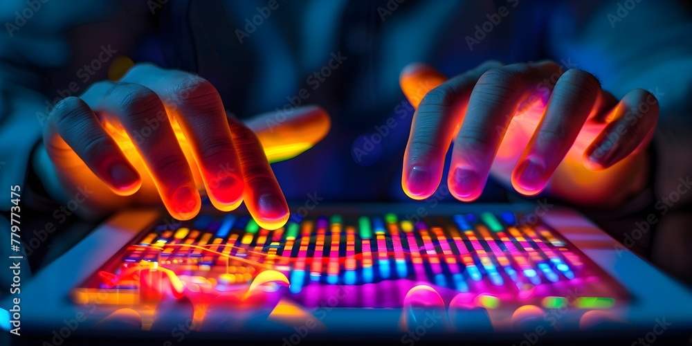 Aufkleber decisive business strategist analyzing glowing charts and graphs on a digital tablet copy space for 
