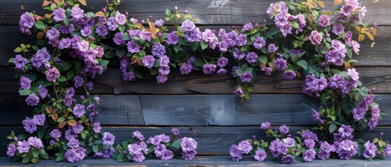 Fototapeta na wymiar On shabby wooden planks, lilacs with wild roses. A background of roses.