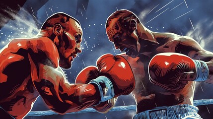 Two boxers, boxing glove, conflict, rivalry, human muscle, adult - obrazy, fototapety, plakaty