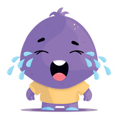 Cute cartoon illustration of a crying monster