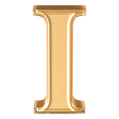 Gold 3D Letter I Font  - Alphabet  3d Render
