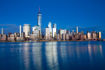 Skyline of Downtown New York from New Jersey at dusk