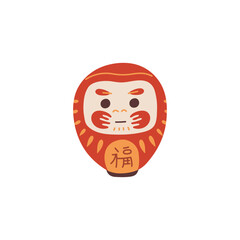 Daruma is the deity who brings happiness. Vector illustration.