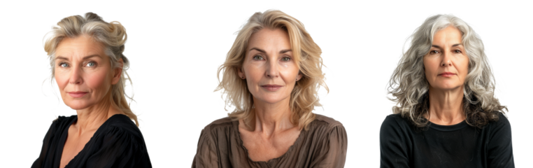 Beautiful gorgeous 50s mid aged mature woman looking at camera