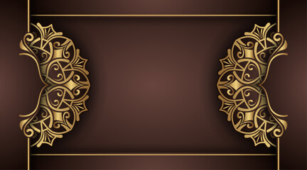 brown background with gold mandala ornaments