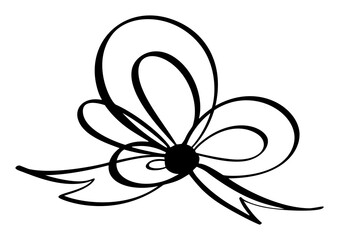 hand drawn of holiday bow and ribbon. line icon element for web site design, logo, app, UI. Vector illustration