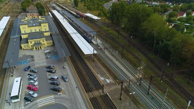 Train Station Pila Glowna Dworzec Kolejowy Aerial View Poland