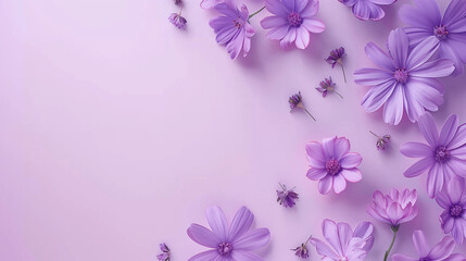 Fototapeta na wymiar Banner image of beautiful flowers on purple background with copy space.
