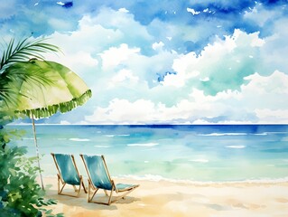 beach with chairs background