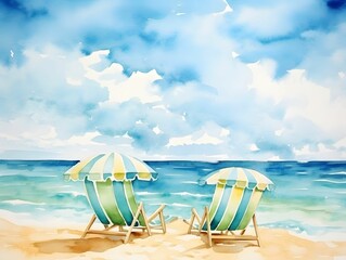 beach with chairs background