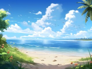beach with palm trees