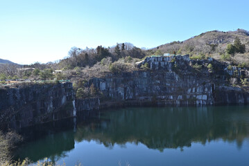 Fototapeta na wymiar Ishikiri mountain, an artificial lake, Ibaraki, Japan