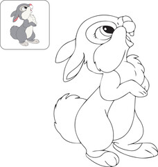  Grey Bunny Coloring vector for kids
