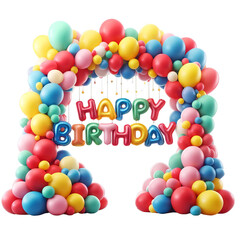 Fototapeta na wymiar Happy Birthday Balloon Arch.