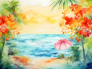 beach with palm trees background