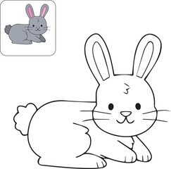 Grey Rabbit Kids Coloring Vector