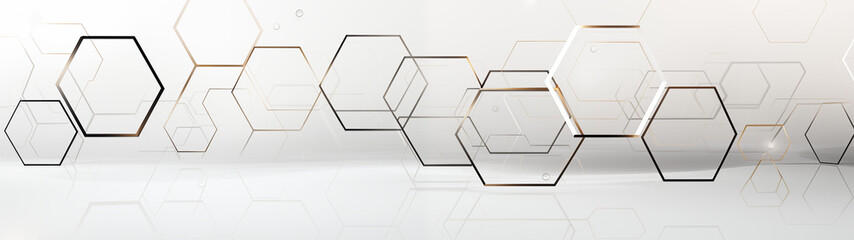 Modern Hexagonal Background with Gold and Black Accents