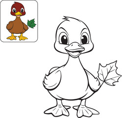 Duck Kids Coloring Vector