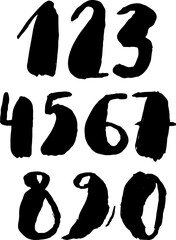 Grunge Handwritten Numbers Modern Dry Brush Lettering Set