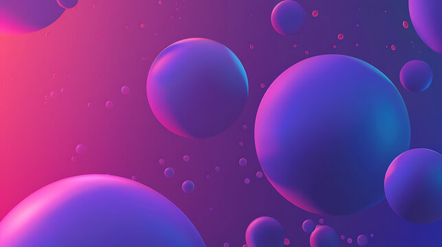 Spheres and cubes networks 3d illustration on a gradient of deep blue to dark bright pink website background.  generative ai