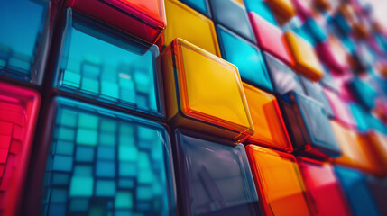 A colorful image of blocks in various colors and sizes - obrazy, fototapety, plakaty