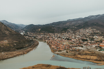 Fototapeta premium view of the river and mountains