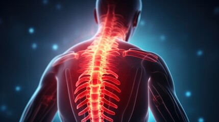 X-ray photograph Spinal pain in the shoulder region, medical illustration style - obrazy, fototapety, plakaty