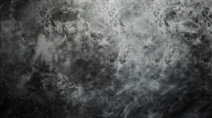 Abstract black and white textured painting with dynamic brush strokes.
