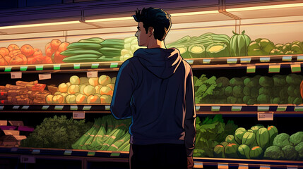 man choosing vegetable in the market