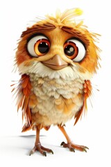 Fototapeta premium oiseau façon cartoon 3d, petit animal rigolo, illustration ia générative
