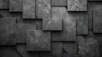 Abstract dark stone textured rectangles in a layered pattern - obrazy, fototapety, plakaty
