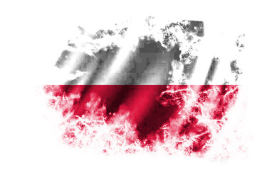 White background with torn flag of Polonia