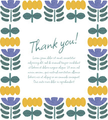 花のフレームイラスト　紫のパターン