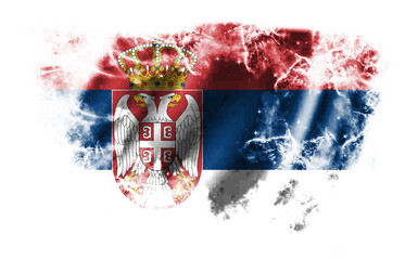 White background with torn flag of Serbia