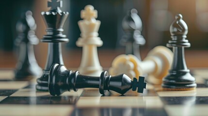 Business battle, chess pieces on the board for game and strategy ideas. chess knight