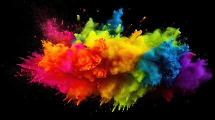 Happy Holi colorful powder explosion on black background, Happy Holi video background.