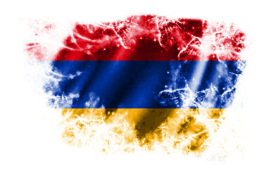 White background with torn flag of Armenia