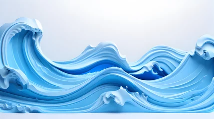 Poster blue color 3d sea wave water landscape background wallpaper © Ivanda