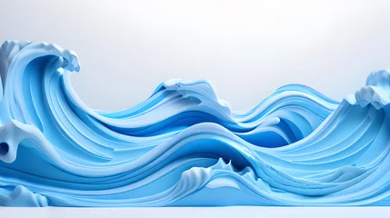 Fotobehang blue color 3d sea wave water landscape background wallpaper © Ivanda