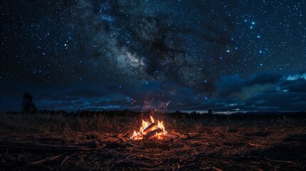 Nightfall BBQ the embers warmth reflecting the charm of a dark sky lit by stars