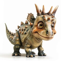Fototapeta premium Baby styracosaurus is a cute dinosaur, 3d, cartoon style.